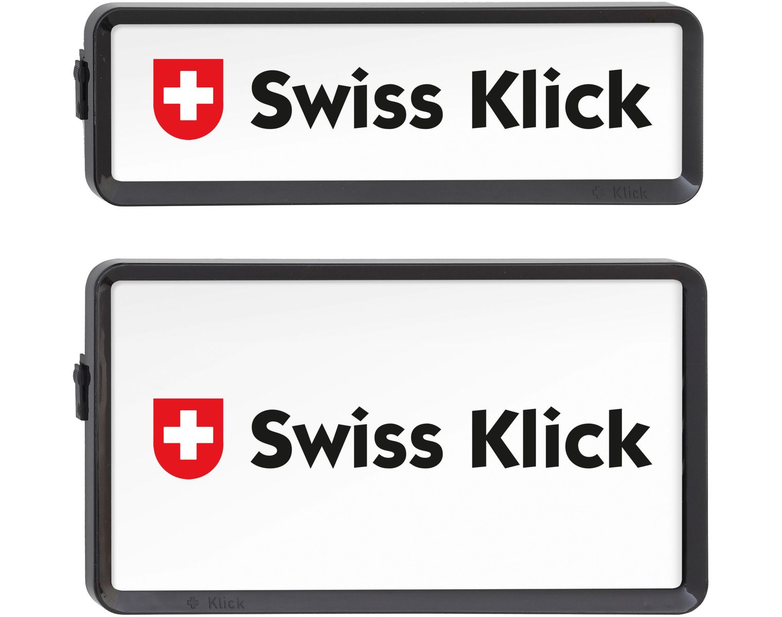 SwissKlick Kit de cadres de plaques d'immatriculation noirs, 30 x 8 cm/30 x 16 cm