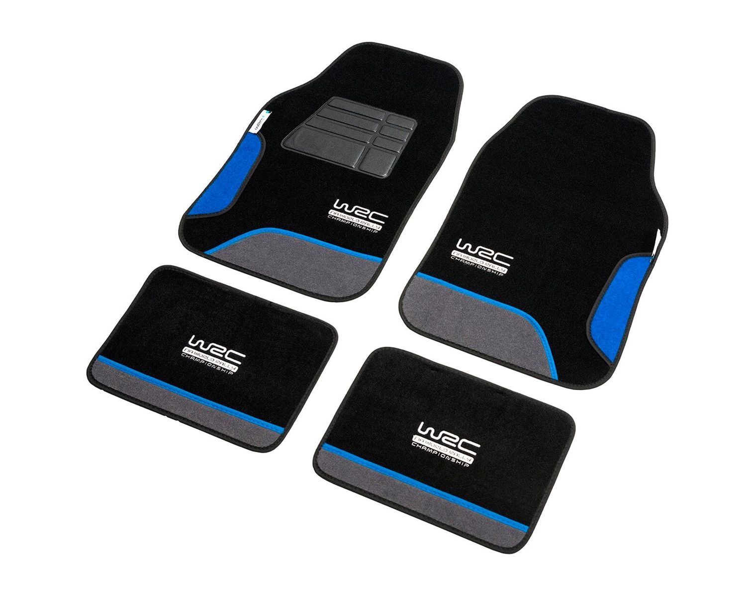 WRC Autoteppich, 4-teilig, Blue Race, schwarz/blau