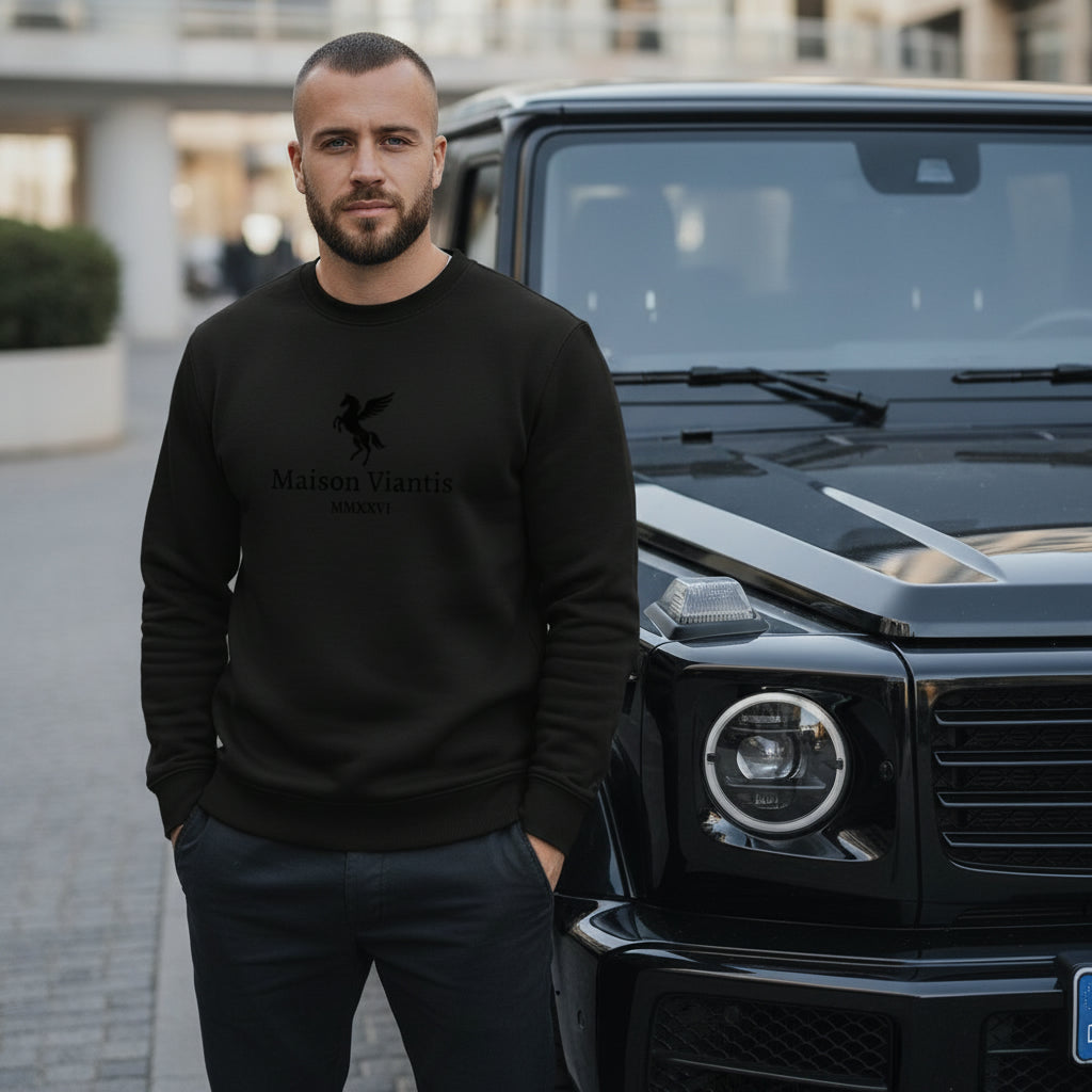 Maison Viantis Pullover Schwarz Bestickt