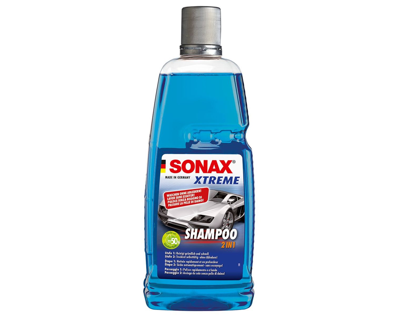 SONAX XTREME Shampoing 2 en 1 avec aide au séchage, flacon de 1 litre